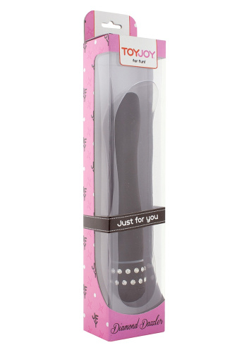 Чёрный вибратор DIAMOND DAZZLER - 19 см. фото 2