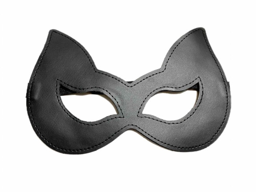 Черная лаковая маска с ушками из эко-кожи фото 2