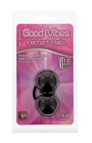 Чёрные вагинальные шарики на мягкой сцепке GOOD VIBES PERFECT BALLS фото 2