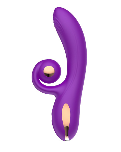 Фиолетовый вибратор-кролик с функцией вращения ствола фото 2