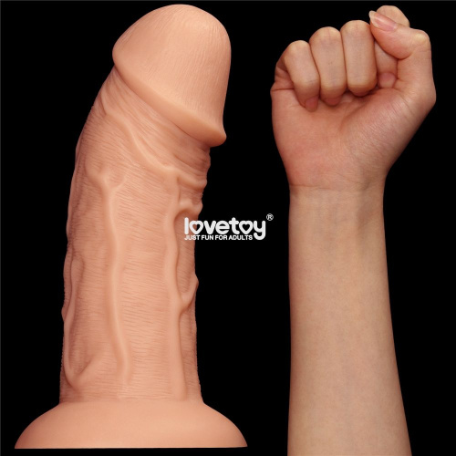 Телесный фаллоимитатор-гигант 9.5 Realistic Curved Dildo - 24 см. фото 4