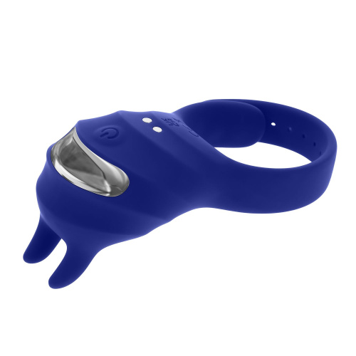Синее эрекционное виброкольцо с клиторальной подушечкой и пультом ДУ Adjustable Fun Ring фото 5