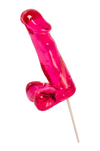 Розовый леденец в форме пениса со вкусом бабл-гам фото 4