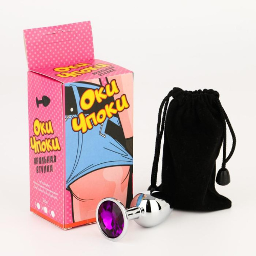 Серебристая анальная втулочка с фиолетовым кристаллом - 7 см. фото 3 Серебристая анальная втулочка с фиолетовым кристаллом - 7 см. фото 3