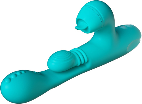 Зеленый инновационный вибратор-кролик Sensa Sway с технологией массажа на 360 градусов - 25 см. фото 6