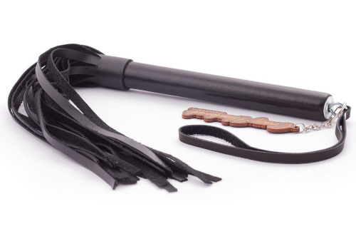 Черная кожаная плеть Индиго - 50 см. Черная кожаная плеть Индиго - 50 см.
