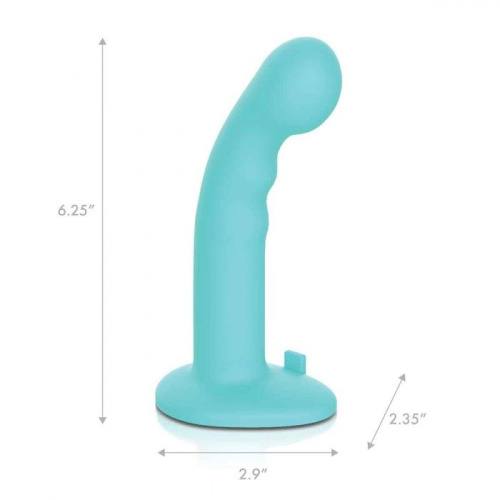 Голубая изогнутая насадка 6in Remote Control Ripple P-Spot G-Spot на черных трусиках - 16 см. фото 5