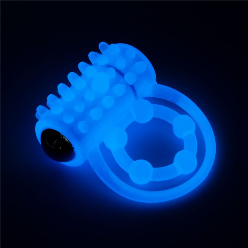 Голубое, светящееся в темноте виброкольцо Lumino Play Vibrating Penis Ring фото 2