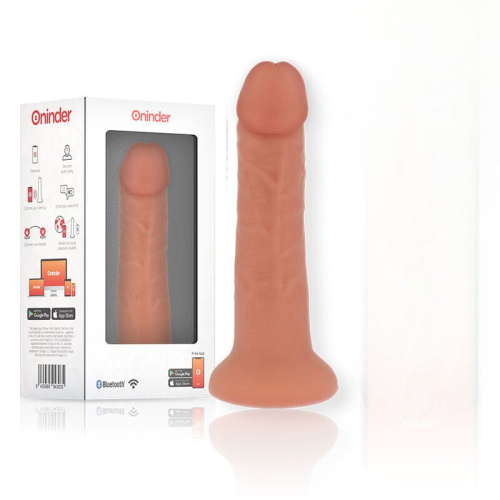 Телесный реалистичный вибратор с управлением через приложение - 17,5 см. фото 3