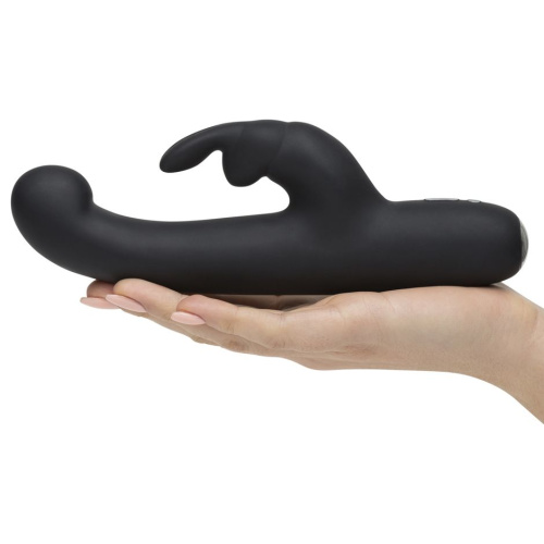 Чёрный вибратор Slimline G-Spot Rechargeable Rabbit Vibrator - 24,1 см. фото 4