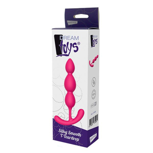 Розовый анальный стимулятор SILKY SMOOTH T-TEARDROP - 11 см. фото 2