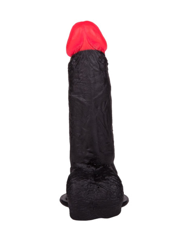 Чёрный фаллоимитатор с красной головкой - 18,5 см. фото 3