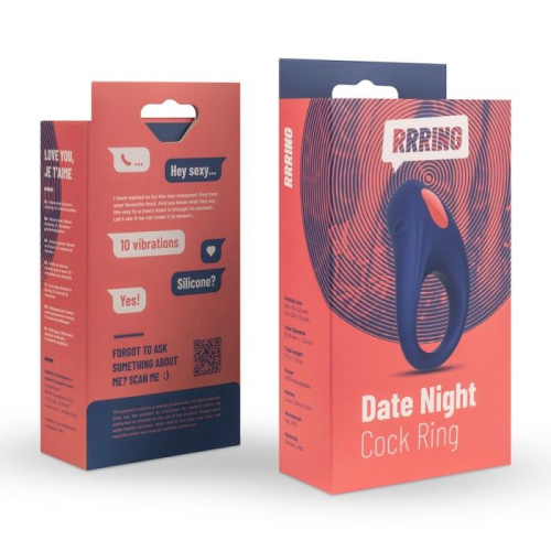 Синее эрекционное кольцо RRRING Date Night Cock Ring фото 5
