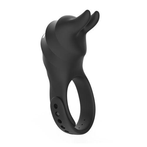 Черное эрекционное кольцо Usagi с ушками и пультом ДУ Черное эрекционное кольцо Usagi с ушками и пультом ДУ