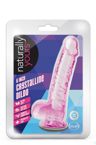 Розовый фаллоимитатор 6 Inch Crystalline Dildo - 15,2 см. фото 2
