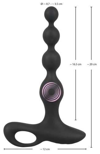 Черная анальная цепочка с вибрацией Rechargeable Anal Beads - 20 см. фото 6