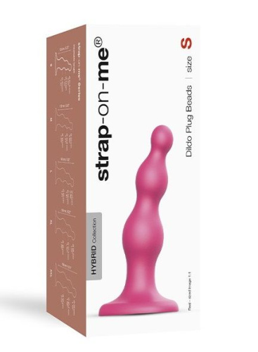 Розовая насадка Strap-On-Me Dildo Plug Beads size S фото 2