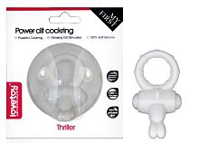 Белое виброкольцо для пениса Power Thrill Clit Cockring