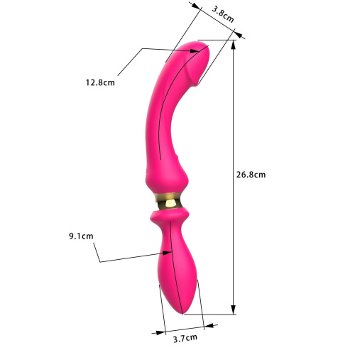 Розовый двусторонний вибромассажёр - 26,8 см. фото 5