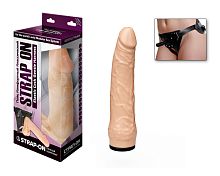 Страпон телесного цвета на регулируемых ремешках - 19 см.