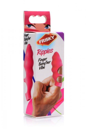 Розовая насадка на палец Finger Bang-her Vibe с вибрацией фото 2