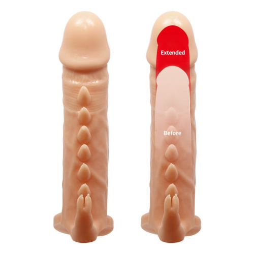 Телесная удлиняющая насадка Penis Sleeve Emmitt - 17 см. фото 3