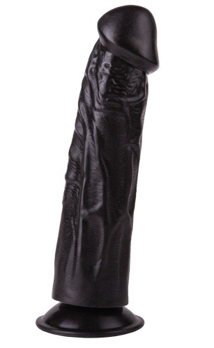 Упругий чёрный фаллоимитатор на подошве-присоске - 18,8 см. фото 2