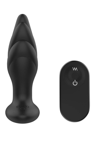 Черная анальная вибропробка Angelina Remote Rotating Plug - 14 см. фото 3