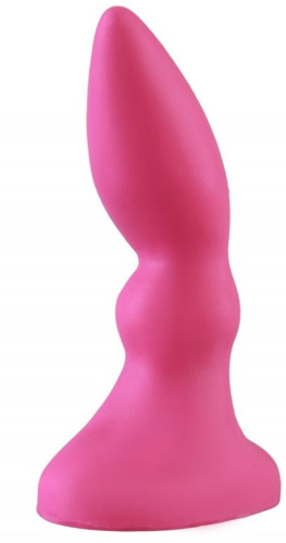 Розовая изогнутая анальная пробка - 10 см. фото 3