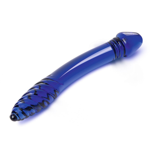 Синий двусторонний стеклянный стимулятор 11’’ Double-sided Glass Dildo For G-Spot P-Spot Stimulation - 28 см. фото 5