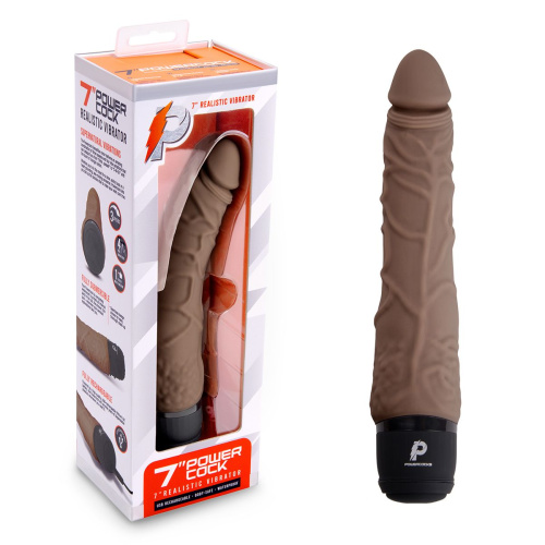 Коричневый вибромассажер 7  Realistic Vibrator - 20 см. фото 6