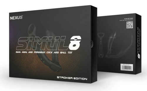 Черный вибромассажер простаты Nexus Simul8 Stroker Edition с кольцами для пениса и мошонки фото 2