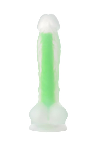 Прозрачно-зеленый фаллоимитатор, светящийся в темноте, Dick Glow - 18 см. фото 4