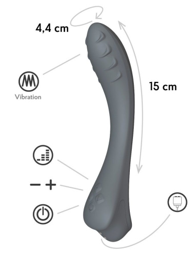 Темно-серый вибратор для G-точки Apus - 19 см. фото 2