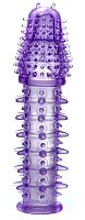 Фиолетовая закрытая насадка на пенис - 13,5 см.