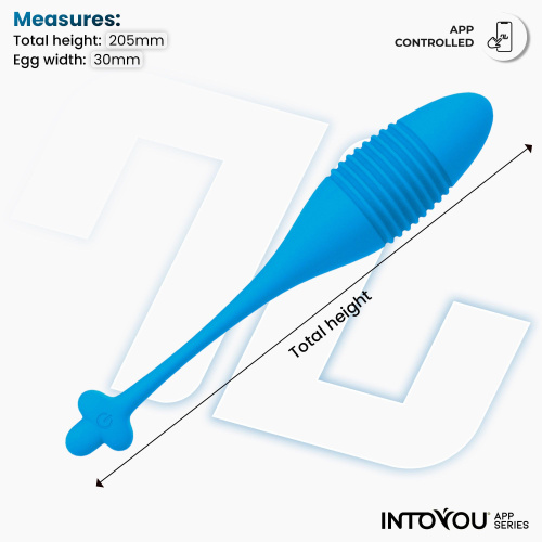 Синее интерактивное виброяйцо с поступательными движениями Thrusting Egg фото 4