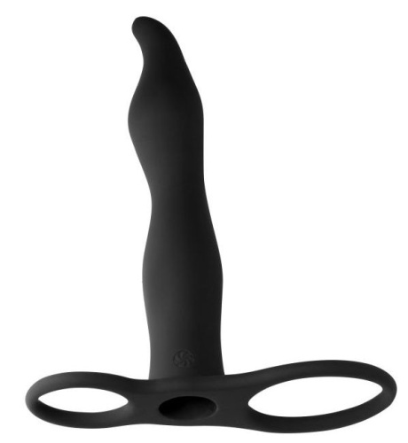 Черная вибронасадка для двойного проникновения Flirtini - 15,9 см. фото 3