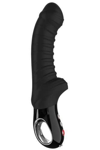 Черный вибратор с рёбрышками Tiger Black Line - 22,3 см. фото 2