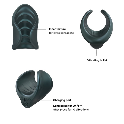 Серый сквозной мастурбатор с вибрацией Manwan Starter фото 4