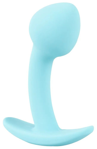 Голубая анальная втулка Mini Butt Plug - 7,1 см. фото 4