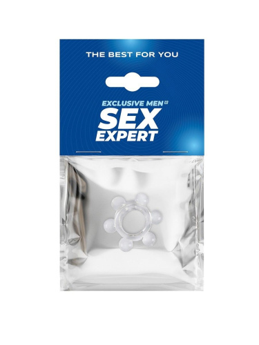 Прозрачное эластичное эрекционное кольцо с 6 шариками фото 2 Прозрачное эластичное эрекционное кольцо с 6 шариками фото 2