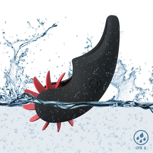 Черное эрекционное кольцо KISS с движущимися лепестками фото 3