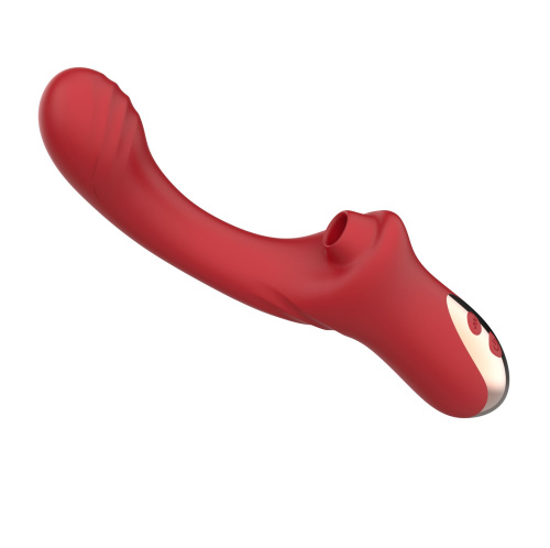 Красный вагинально-клиторальный вибратор фото 4