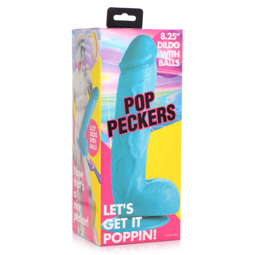 Голубой фаллоимитатор на присоске 8.25  Dildo with Balls - 22,8 см. фото 5