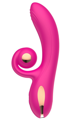 Розовый вибратор-кролик с функцией вращения ствола фото 2
