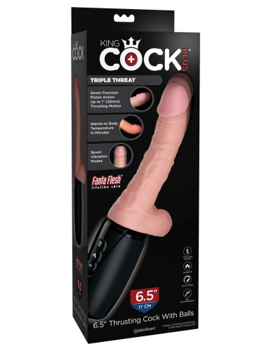 Хай-тек вибратор с функцией толкания 6.5 Thrusting Cock With Balls фото 2