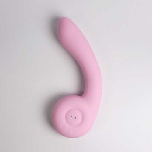 Розовый вибростимулятор точки G с нагревом Bendable Heating G-Spot Vibrator фото 5