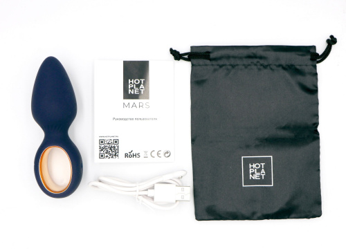 Синяя анальная вибропробка Mars - 11,5 см. фото 5