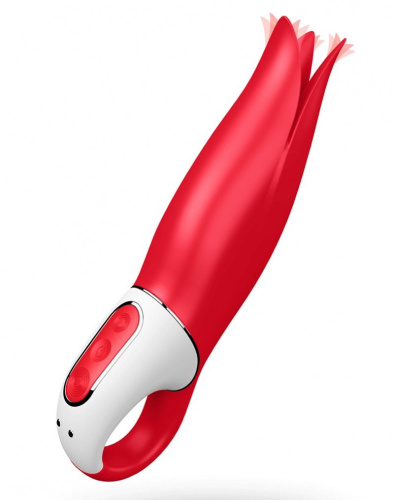 Красный вибратор Satisfyer Power Flower с лепестками - 18,8 см. фото 3