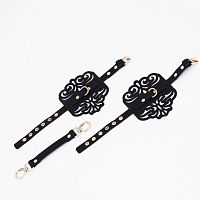 Черный фигурные оковы с золотистой фурнитурой